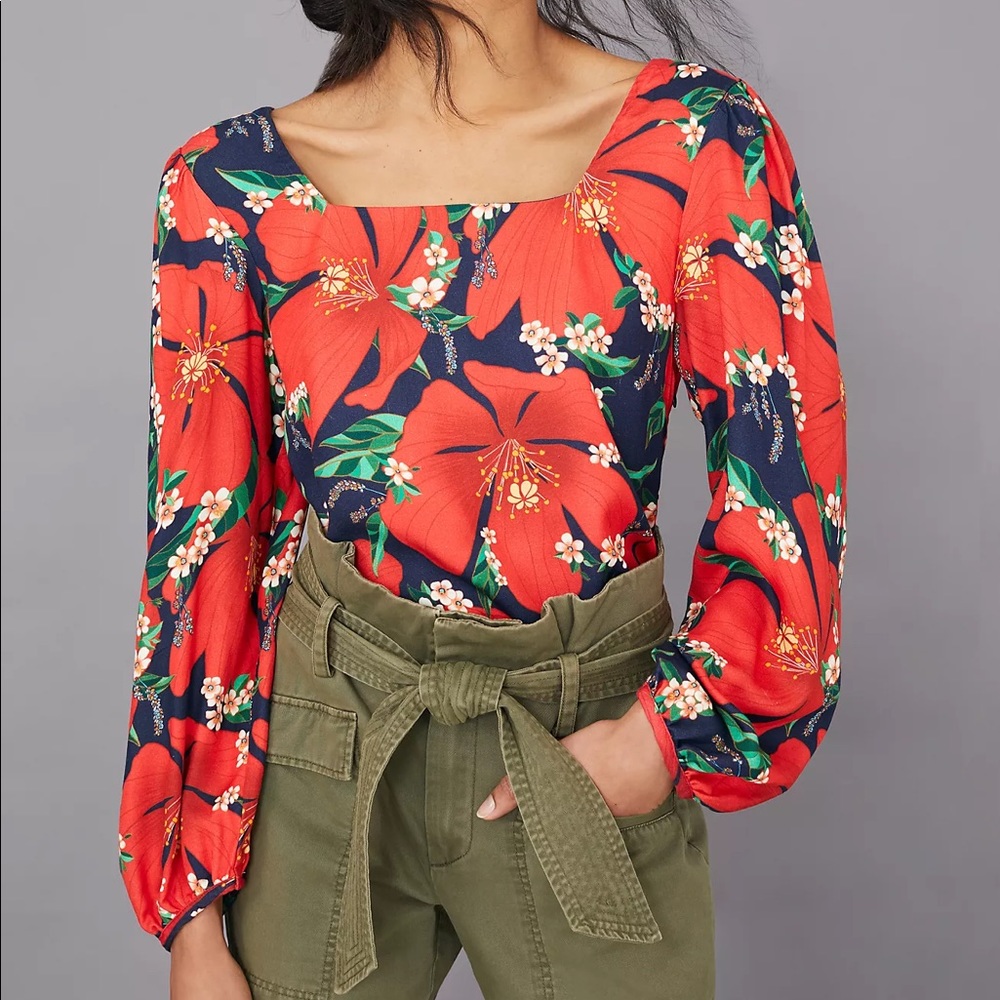 Anthropologie Farm Rio Anouk Blouse Red Sz XL NWT